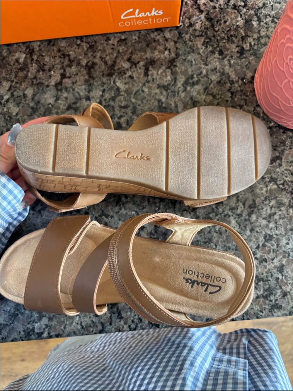 Clarks Women's Brown Strappy Wedge Sandals